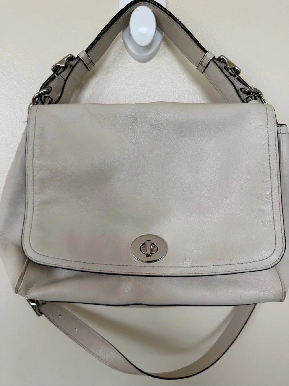 COACH Vintage Legacy Romy Vanilla Leather Convertible Top Handle Crossbody Bag - Picture 6 of 14